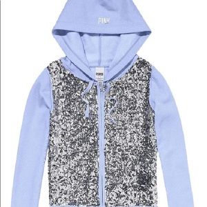 PINK sequin zip hoodie